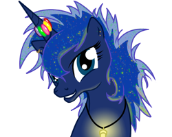 Size: 1000x800 | Tagged: safe, artist:silfoe, princess luna, alicorn, pony, alternate hairstyle, bust, ear piercing, earring, female, glowstick, horn ring, jewelry, looking at you, mare, piercing, portrait, simple background, solo, transparent background