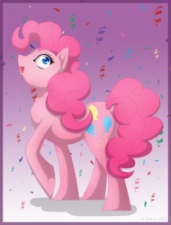 Size: 883x1160 | Tagged: safe, artist:littlehybridshila, pinkie pie, earth pony, pony, female, mare, party, solo, streamers