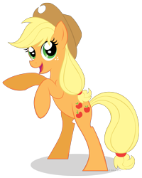 Size: 1315x1643 | Tagged: safe, artist:littlehybridshila, applejack, earth pony, pony, female, happy, mare, rearing, simple background, solo, transparent background