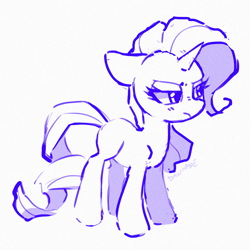 Size: 900x900 | Tagged: safe, artist:dawnfire, rarity, pony, unicorn, female, mare, missing cutie mark, monochrome, simple background, sketch, solo, white background