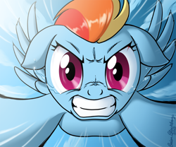 Size: 894x745 | Tagged: safe, artist:brianblackberry, rainbow dash, pegasus, pony, angry, close-up, coming at you, crying, female, floppy ears, looking at you, mare, solo, speed