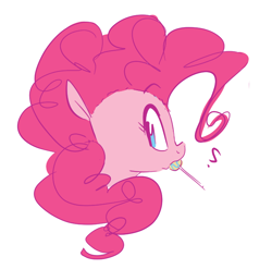 Size: 694x686 | Tagged: safe, artist:hattsy, pinkie pie, earth pony, pony, bust, candy, cute, diapinkes, female, food, head only, lollipop, mare, portrait, profile, question mark, simple background, solo, white background