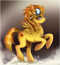 Size: 813x882 | Tagged: safe, artist:ruhje, spitfire, pegasus, pony, cloud, female, flying, goggles, mare, solo