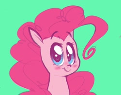 Size: 1562x1230 | Tagged: safe, artist:hattsy, pinkie pie, earth pony, pony, :t, blushing, bust, cute, diapinkes, female, green background, looking at you, mare, portrait, simple background, smiling, solo
