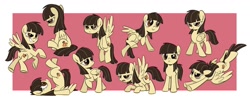 Size: 1500x632 | Tagged: safe, artist:sibsy, wild fire, pegasus, pony, abstract background, dreamworks face, expressions, female, flying, grin, mare, on back, self portrait, sibsy, sitting, sketch, sketch dump, smiling, solo, unamused, wild fire is not amused