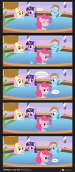 Size: 1420x3220 | Tagged: safe, artist:dm29, fluttershy, pinkie pie, rainbow dash, twilight sparkle, earth pony, pegasus, pony, unicorn, bath, bubble, comic, confetti, fart, farting confetti, female, hot tub, jacuzzi, mare