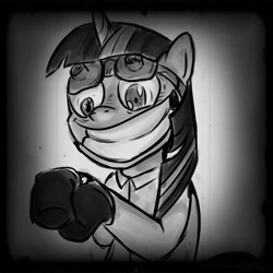 Size: 4000x4000 | Tagged: safe, artist:senselesssquirrel, twilight sparkle, pony, unicorn, absurd resolution, clothes, evil grin, female, goggles, grin, insanity, mare, solo