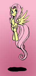 Size: 407x849 | Tagged: safe, artist:senselesssquirrel, fluttershy, pegasus, pony, female, flying, gradient background, mare, smiling, solo