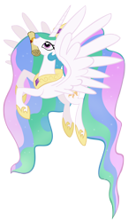 Size: 3078x5000 | Tagged: safe, artist:illuminatiums, princess celestia, alicorn, pony, absurd resolution, female, flying, mare, mouth hold, scroll, show accurate, simple background, solo, transparent background