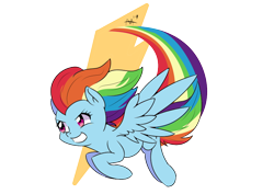 Size: 842x595 | Tagged: safe, artist:shelltoon, rainbow dash, pegasus, pony, female, flying, newbie artist training grounds, rainbow, simple background, solo, transparent