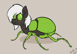 Size: 1358x943 | Tagged: safe, artist:spookitty, oc, oc:jack sunshine, changeling, insect, green changeling, raffle prize, solo