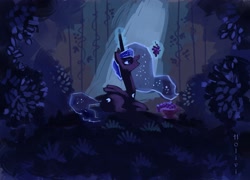 Size: 3592x2586 | Tagged: safe, artist:holivi, princess luna, alicorn, pony, eating, female, grapes, high res, mare, prone, solo