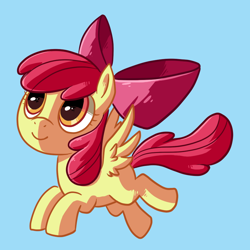 Size: 850x850 | Tagged: safe, artist:reuniclus, apple bloom, pegasus, pony, female, filly, flapple bloom, flying, race swap, simple background, solo