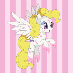 Size: 700x700 | Tagged: safe, artist:loyaldis, surprise, pegasus, pony, female, flying, happy, mare, open mouth, smiling, solo, spread wings, wings