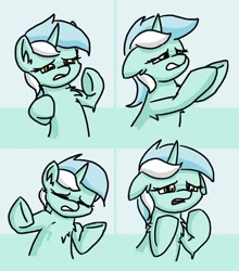 Size: 720x820 | Tagged: safe, artist:plunger, lyra heartstrings, pony, unicorn, 4chan, drawthread, eyes closed, floppy ears, frown, markiplier, parody, ponified, solo