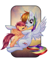 Size: 600x800 | Tagged: safe, artist:rizcifra, rainbow dash, scootaloo, pegasus, pony, crying, cute, duo, female, filly, hnnng, hug, mare, scootalove
