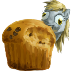 Size: 1452x1518 | Tagged: safe, artist:stupjam, derpy hooves, pegasus, pony, faic, female, giant muffin, mare, muffin, simple background, solo, that pony sure does love muffins, transparent background