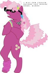Size: 475x720 | Tagged: safe, artist:digitalexmachina, cheerilee, earth pony, pony, /mlp/, 20% cooler, 80s, 80s cheerilee, bipedal, crossed hooves, female, mare, pose, radicalness, simple background, solo, sunglasses, transparent background
