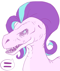 Size: 588x695 | Tagged: safe, artist:lockhe4rt, starlight glimmer, dinosaur, /mlp/, dinosaurified, drawthread, equality, simple background, solo, species swap, speech bubble, transparent background