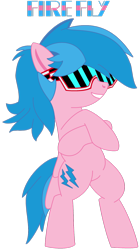 Size: 900x1602 | Tagged: safe, artist:ikuntyphoon, firefly, pegasus, pony, g1, 20% cooler, 80s, bipedal, crossed hooves, female, g1 to g4, generation leap, mare, simple background, solo, sunglasses, transparent, transparent background