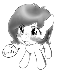 Size: 1274x1500 | Tagged: safe, artist:lockhe4rt, oc, oc only, oc:anon filly, earth pony, pony, female, filly, mizugi de obenkyou, monochrome, ponified, solo