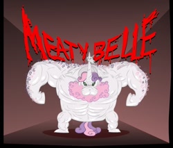 Size: 644x548 | Tagged: safe, artist:brutamod, sweetie belle, ax brutaloo, beard, cropped, meaty belle, muscles, solo, sweetie barbell