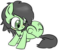 Size: 468x402 | Tagged: safe, artist:lockhe4rt, oc, oc only, oc:anon filly, earth pony, pony, blushing, female, filly, lifted leg, simple background, solo, white background