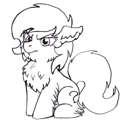 Size: 700x700 | Tagged: safe, artist:lockhe4rt, oc, oc only, oc:anon filly, earth pony, pony, cheek fluff, chest fluff, female, filly, monochrome, simple background, solo, white background