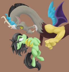 Size: 1290x1336 | Tagged: safe, artist:lockhe4rt, discord, oc, oc:anon filly, draconequus, female, filly