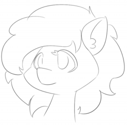 Size: 455x447 | Tagged: safe, artist:lockhe4rt, oc, oc only, oc:anon filly, animated, blinking, ear twitch, female, filly, grayscale, monochrome, simple, sketch, smiling, solo