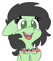Size: 1995x2269 | Tagged: safe, artist:lockhe4rt, oc, oc only, oc:anon filly, ear fluff, excited, female, filly, floppy ears, happy, looking at you, open mouth, raised hoof, simple background, smiling, solo, tide pods, transparent background