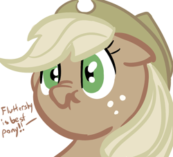 Size: 900x818 | Tagged: safe, artist:tess, applejack, earth pony, pony, best pony, discorded, female, liar face, liarjack, mare, scrunchy face, simple background, solo, white background