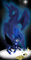 Size: 1592x3038 | Tagged: safe, artist:giuliabeck, nightmare moon, princess luna, alicorn, pony, female, mare, transformation