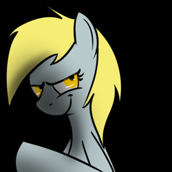 Size: 500x500 | Tagged: dead source, safe, artist:shinmera, derpy hooves, pegasus, pony, black background, evil, female, mare, simple background, solo, underp