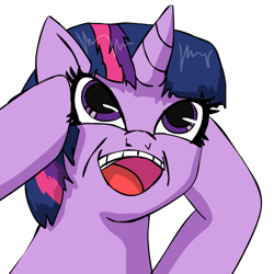 Size: 550x550 | Tagged: safe, artist:mixermike622, twilight sparkle, pony, unicorn, female, mare, reaction image, simple background, solo, transparent background