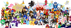 Size: 1600x635 | Tagged: source needed, safe, artist:dragon-fangx, applejack, derpy hooves, fluttershy, pinkie pie, rainbow dash, rarity, twilight sparkle, earth pony, pegasus, pony, unicorn, aang, american dragon jake long, angry birds, aqua, arcee, azula, belly button, celty sturluson, chun li, cloud strife, crossover, darth vader, durarara, edward elric, eleventh doctor, exodia, female, final fantasy, final fantasy vii, froslass, fullmetal alchemist, gardevoir, gokaiger, gwen tennyson, harley quinn, haseo, hyuuga hinata, indiana jones, iron man, jake long, kamen rider, kamen rider decade, kamen rider fourze, kamen rider meteor, kamen rider ooo, kimiko, kuchiki rukia, lightning farron, mane six, mare, mario, megaman.exe, meta knight, metroid, midna, midriff, naruto, nico robin, nightmare, one piece, oswald the lucky rabbit, perry the platypus, po, poison ivy, pokémon, raven (teen titans), rosalina, samus aran, sephiroth, sonic the hedgehog, sonic the hedgehog (series), star wars, starfire, super mario bros., super mario galaxy, super sentai, taki, teen titans, the legend of zelda, the legend of zelda: twilight princess, thundercats, tinkerbell, toph bei fong, transformers, tsunade, victini