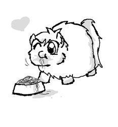 Size: 560x600 | Tagged: safe, artist:the mungoman, fluffy pony, eating, fluffy pony original art, food, monochrome, pasta, solo, spaghetti