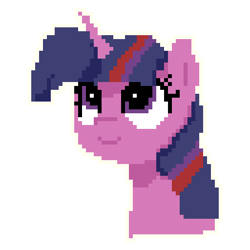 Size: 512x512 | Tagged: safe, artist:thefloatingtree, twilight sparkle, pony, bust, female, mare, pixel art, simple background, smiling, solo, transparent background