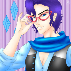 Size: 1280x1280 | Tagged: safe, artist:animecreator, elusive, rarity, human, ask a bishonen pony, bishonen, glasses, humanized, male, rarity's glasses, rule 63, solo