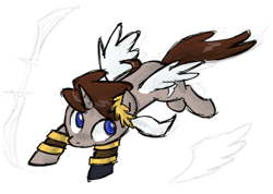 Size: 398x284 | Tagged: safe, artist:zicygomar, pony, unicorn, artificial wings, augmented, crossover, kid icarus, kid icarus: uprising, magic, magic wings, nintendo, pit (kid icarus), ponified, solo, winged unicorn, wings