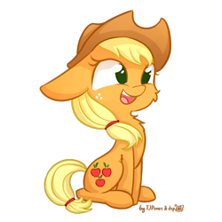 Size: 792x792 | Tagged: safe, artist:dsp2003, artist:tjpones, applejack, earth pony, pony, collaboration, 2016, colored, cute, diabetes, female, happy, jackabetes, open mouth, simple background, sitting, solo, transparent background