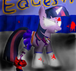 Size: 1107x1043 | Tagged: artist needed, safe, twilight sparkle, pony, unicorn, blood, female, glowing eyes, magic, mare, quality, solo