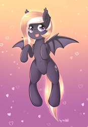 Size: 1920x2760 | Tagged: safe, artist:dsp2003, oc, oc only, oc:nighthaunt, bat pony, pony, 2016, commission, female, heart, open mouth, solo