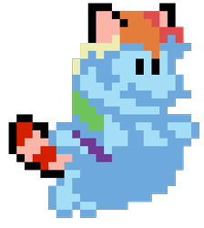 Size: 257x287 | Tagged: artist needed, safe, rainbow dash, pegasus, pony, raccoon, tanooki, female, mare, mario, pixel art, power-up, raccoon suit, simple background, solo, sprite, super mario bros., super mario bros. 3, transparent background