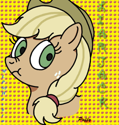 Size: 1308x1380 | Tagged: safe, artist:puffydearlysmith, applejack, earth pony, pony, discorded, female, liar face, liarjack, mare, scrunchy face, solo