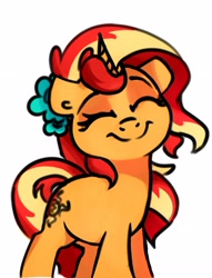 Size: 2894x3787 | Tagged: safe, artist:thefloatingtree, sunset shimmer, pony, unicorn, cute, flower, flower in hair, shimmerbetes, simple background, solo, white background