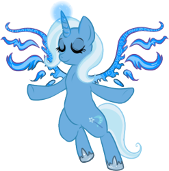 Size: 432x437 | Tagged: safe, artist:lulubell, trixie, pony, unicorn, artificial wings, augmented, eyes closed, female, magic, magic wings, mare, simple background, solo, transparent background, wings