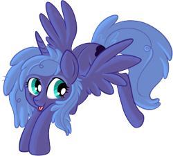 Size: 402x361 | Tagged: safe, artist:lulubell, princess luna, alicorn, pony, alternate hairstyle, female, filly, foal, messy mane, simple background, solo, tongue out, transparent background, woona