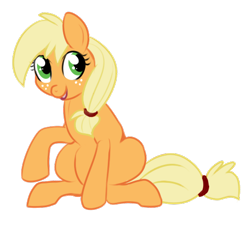 Size: 459x432 | Tagged: safe, artist:lulubell, applejack, earth pony, pony, simple background, sitting, solo, transparent background