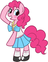 Size: 350x450 | Tagged: safe, artist:lulubell, pinkie pie, pony, bipedal, clothes, dress, simple background, solo, transparent background
